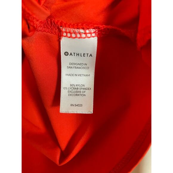 Athleta Sunlover UPF Tulip Back Top long sleeve orange logo solid stretchy Small - Picture 8 of 9